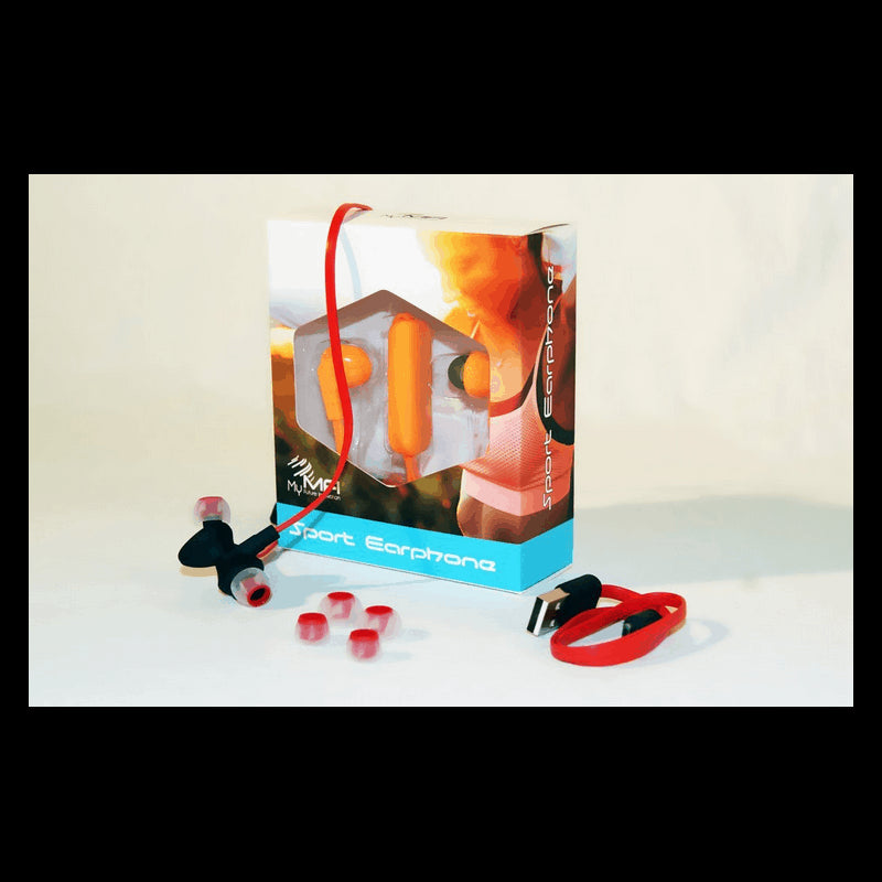 SPORTS HEADPHONES WITH MAGNETIC HOOK MFI - red