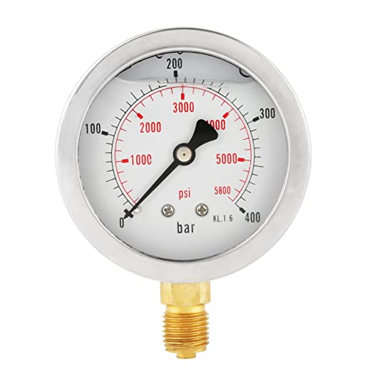 Sapo Pressure Gauge Diam. 63mm With Double Bar/Psi Scale And Black Rubber Protection 16 Bar/232 Psi