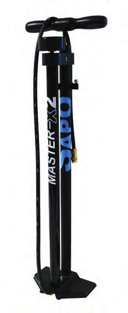 Sapo Master-X2 Floor Pump W/High Pressure Gauge, Rubber Protection And Black Jet Fitting W/Black Handle 16 Bar/232 Psi