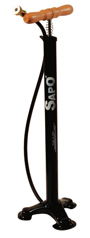 Ok Pompe à pied complète avec manomètre et protection en caoutchouc noir mat avec poignée couleur bois 12 bars/180 Psi