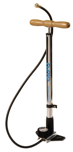 Sapo Floor Pump Ok Full W/Pressure Gauge And Chromed Rubber Protection W/Wooden Handle 12 Bar/180 Psi