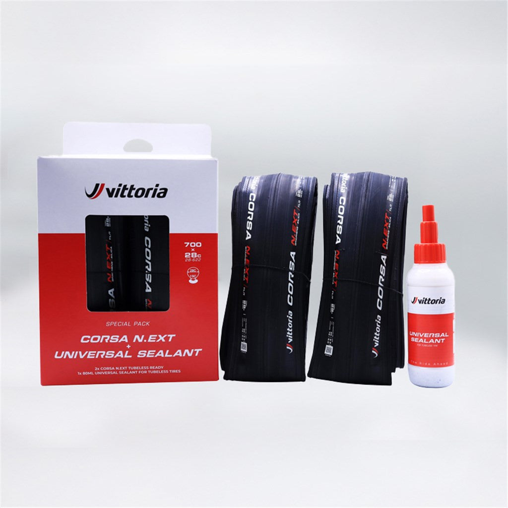 Pack 2 cubiertas Vittoria Cors N.Ext TLR + Sellador Universal Tubeless 80ml