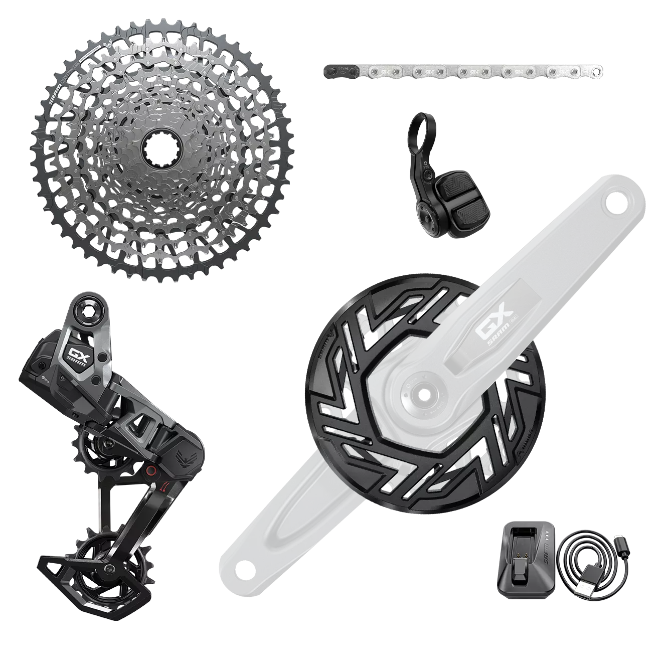 Sram Gx Eagle AXS Transmission E-MTB 104 BCD T-Type Groupset Without Cranks