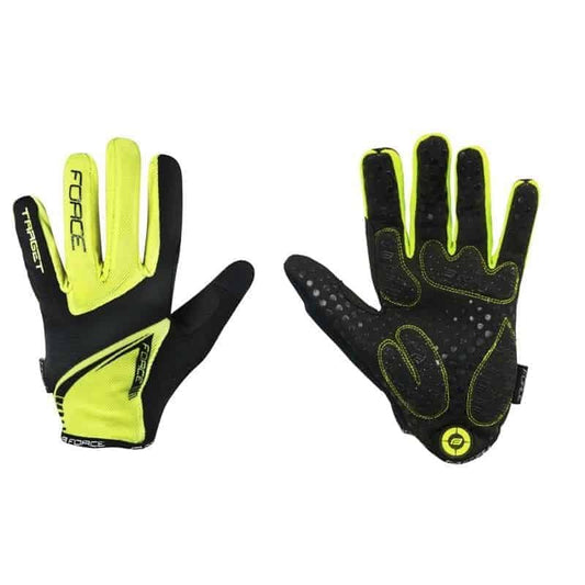 FORCE MTB TARGET GLOVES color BLACK-FLUO YELLOW