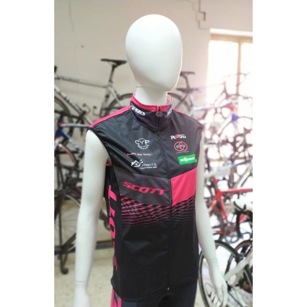Gilet de cyclisme SCOTT Team ROSTI, couleur noir-rose-blanc